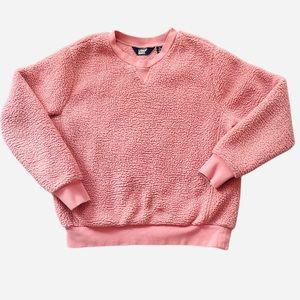Lands’ End Pink Teddy Bear Sherpa Fleece Sweatshirt Size Large